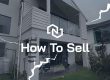 Exterior of a damaged two-storey Christchurch home with balcony and patched column, overlaid with “How To Sell a damaged Christchurch home”